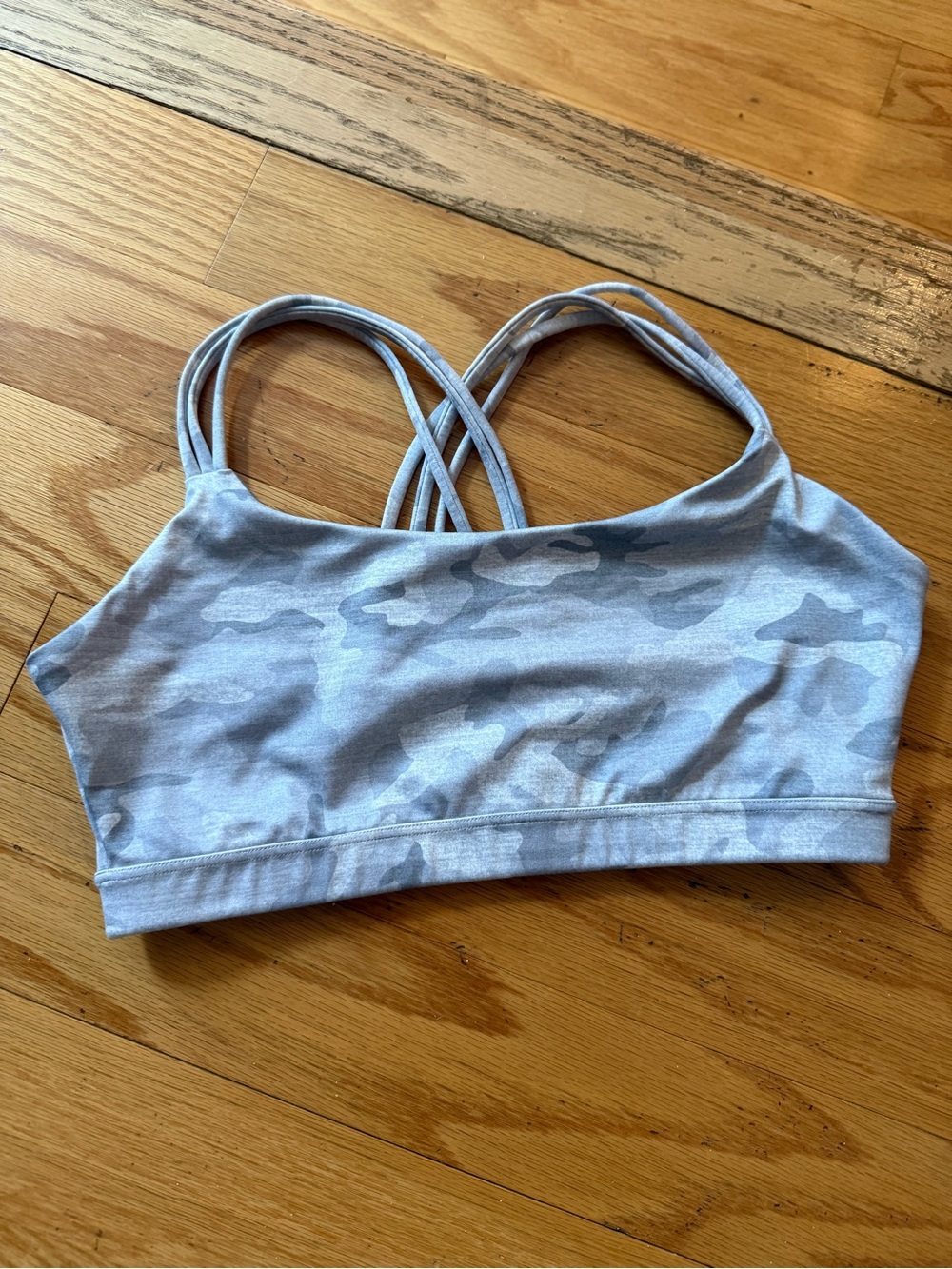 GAP Light Gray Camo Eclipse Strappy Sports Bra (no pads)
